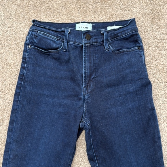 Frame Le High Rise Flare Leg in Paton Dark Wash Stretch Jeans Size 28 - Picture 2 of 8